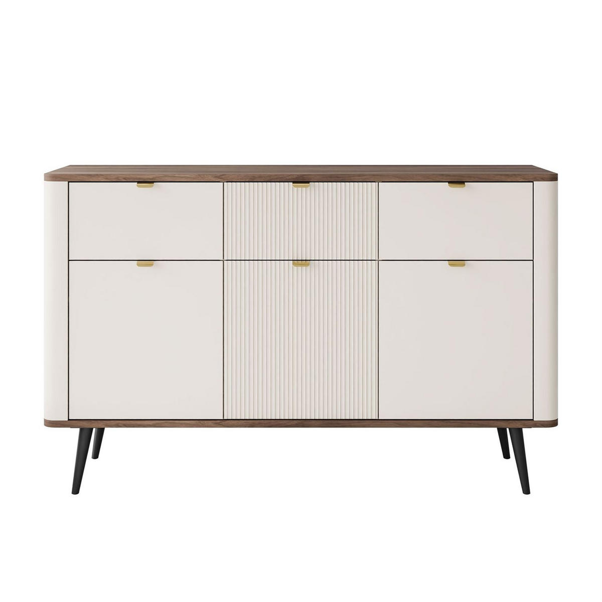 KOMMODE AUTUMN 3D3S auf hohen Beinen, Kaschmir / Nussbaum - Beige, Holzwerkstoff (130/82/40cm) - Lookway