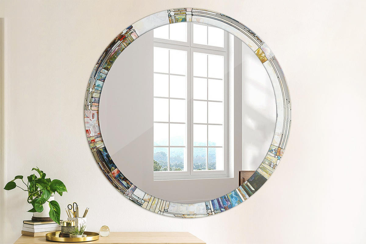 SPIEGEL Ø100 cm Rund mit Aufdruck - Perlmutt, Glas (100/100/0.4cm) - TULUP