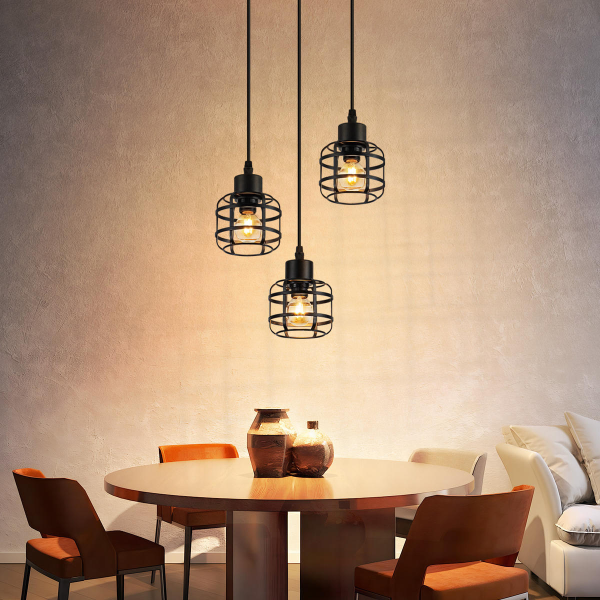 PENDELLEUCHTE Kingsley 24/24/140 cm - Schwarz, Metall (24/24/140cm) - ZMH