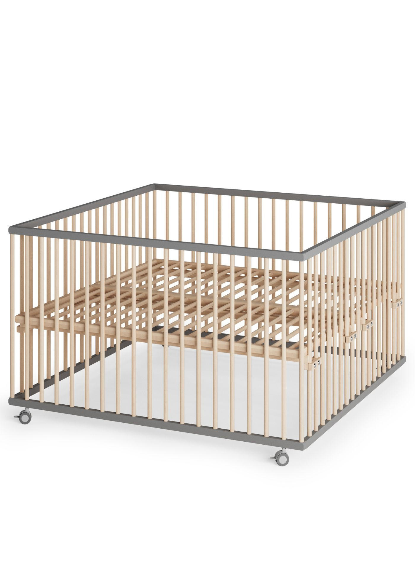 LAUFGITTER XXL 120x120 cm mit Lattenrost - grau/natur - Premium Kollektion - Naturfarben/Grau, Holz (120/74/120cm) - Sämann – make a difference.