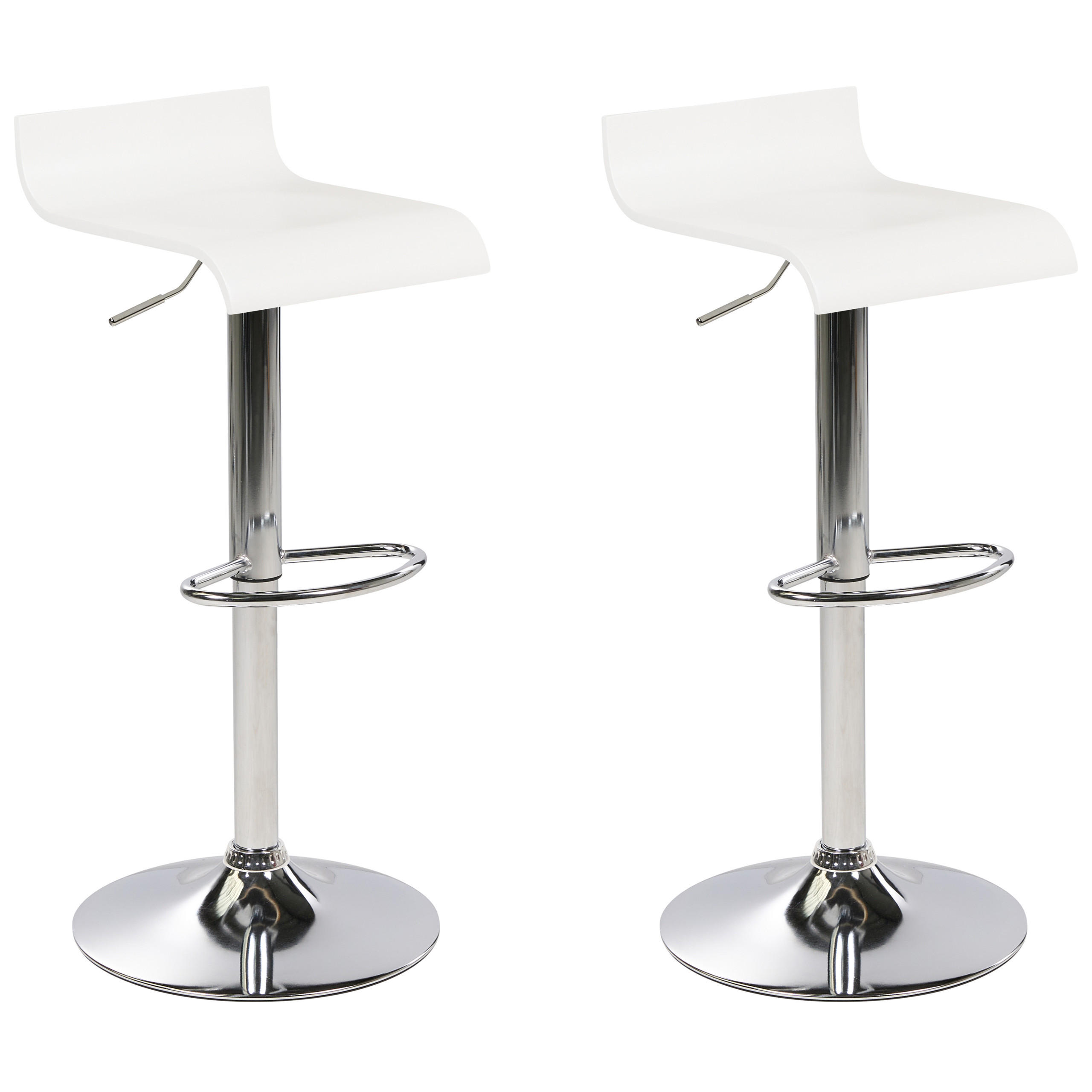 BARHOCKER 2er-Set weiß höhenverstellbar Valencia - Silberfarben/Weiß, Holzwerkstoff (42/42cm) - Beliani