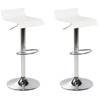 BARHOCKER 2er-Set weiß höhenverstellbar Valencia - Silberfarben/Weiß, Holzwerkstoff (42/42cm) - Beliani