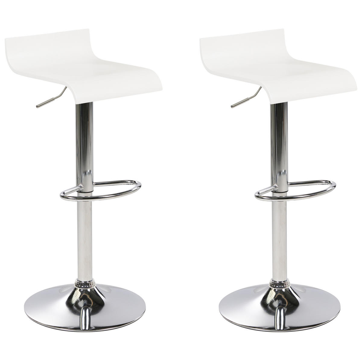 BARHOCKER 2er-Set weiß höhenverstellbar Valencia - Silberfarben/Weiß, Holzwerkstoff (42/42cm) - Beliani