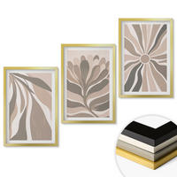 WANDBILDER 3er Set - 40x60 cm Goldrahmen - Abstrakte Pflanzenmuster - Goldfarben, Kunststoff (40/60cm) - ArtPrintCave