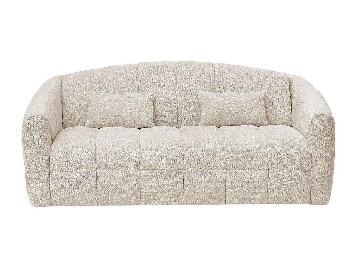 SCHLAFSOFA 3-Sitzer - Bouclé-Stoff - Beige - Liegefläche 140 cm - Matratze 16 cm - RETUNA - Beige, Textil (200/90/208cm) - Vente-Unique