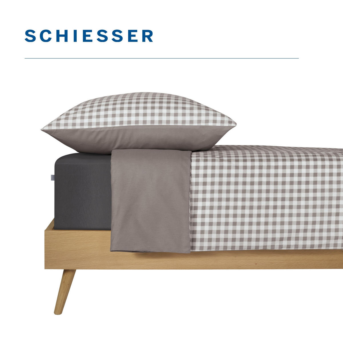 BETTWÄSCHESET Vichy - Renforcé - 2-teilig - 135 x 200 cm - Grau - Grau, Textil (135/200cm) - SCHIESSER