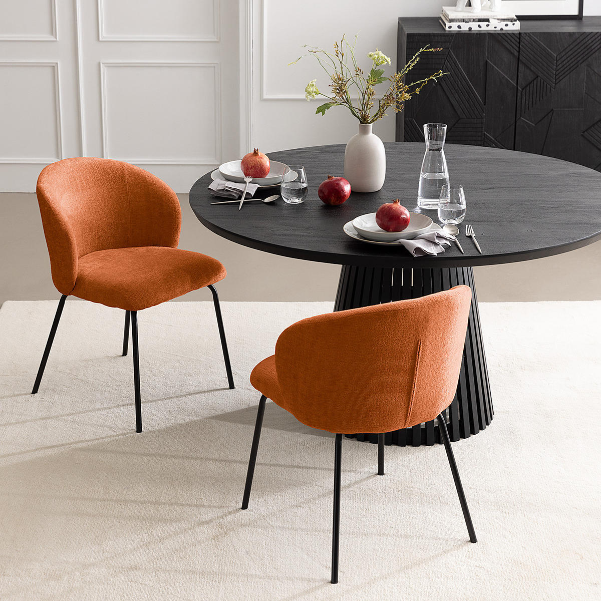 POLSTERSTUHL - 2er-Set - Chenille / Edelstahl - Terracotta, Textil/Metall (54/78/50cm) - home24