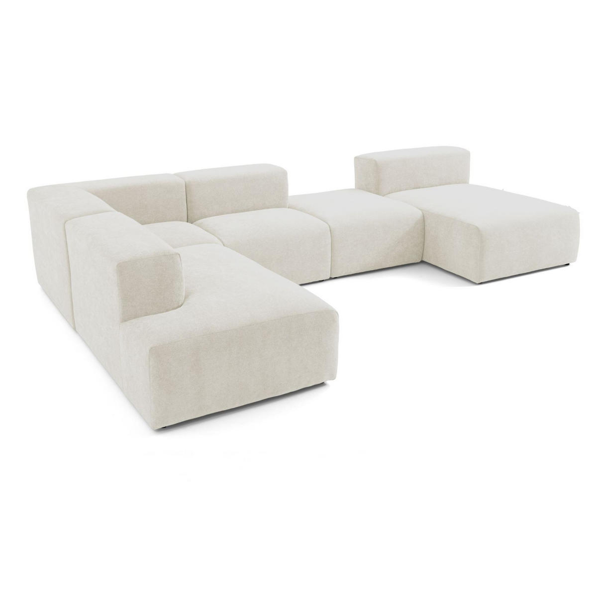 5-SITZER modulares Wohnlandschaft U XXL HEAVEN SET 6 Links, Breite 375 cm Webstoff Weiß - Schwarz/Weiß, Holz/Kunststoff (375/73/245cm) - Muffo