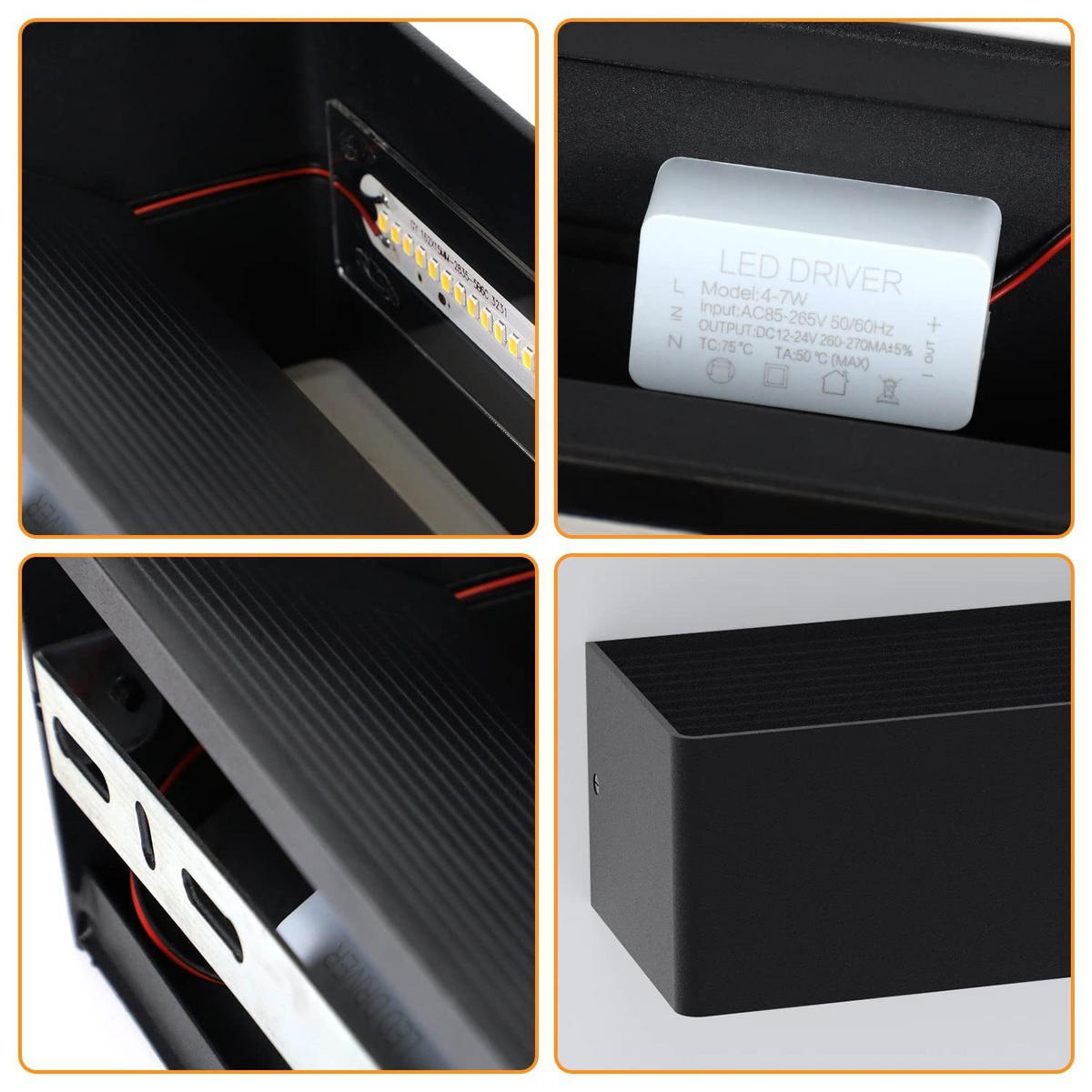 WANDLEUCHTE Flamwin 10.0/8.0/20.0 cm - Schwarz, Metall (10/8/20cm) - ZMH