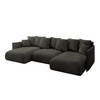 WOHNLANDSCHAFT mit Schlaffunktion und Bettkasten ONESK-U 317x177x72 Schwarz Velours - Schwarz, Holzwerkstoff/Kunststoff (317/72/177cm) - ALTDECOR