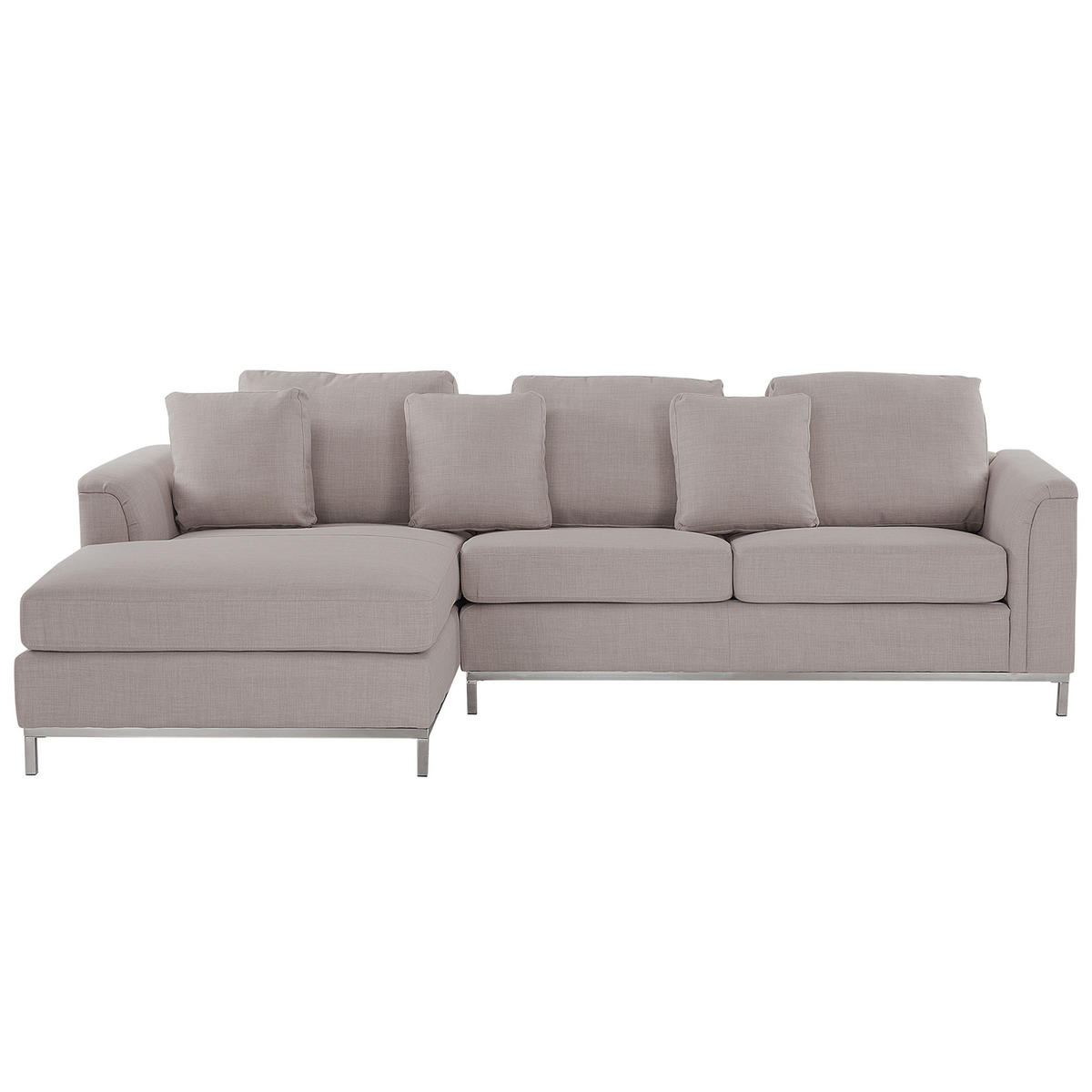 4-SITZER-ECKSOFA Polyester Beige linksseitig Oslo - Beige, Textil (270/151cm) - Beliani