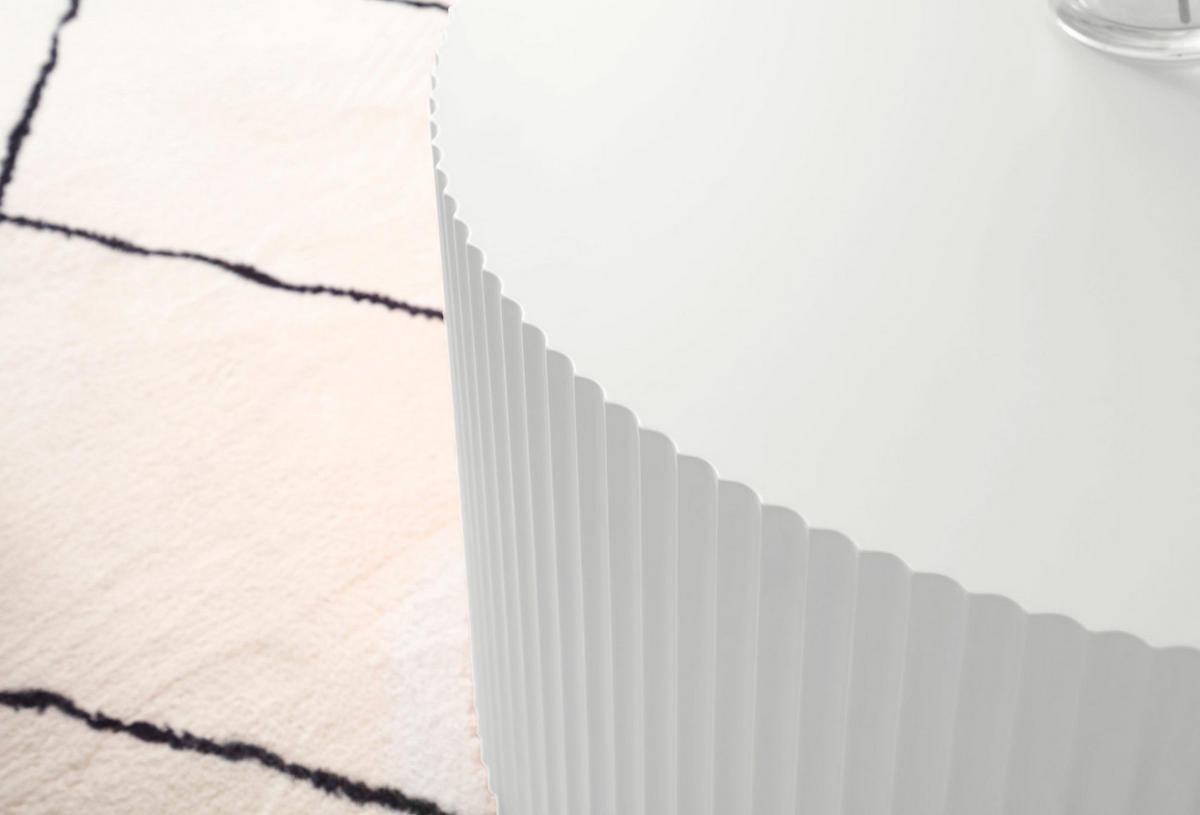COUCHTISCH-SET 80/80/40 cm stapelbar, platzsparendes Nesting-Design mit Wellenkante, Weiß - Weiß, Holzwerkstoff (80/80/40cm) - Redom