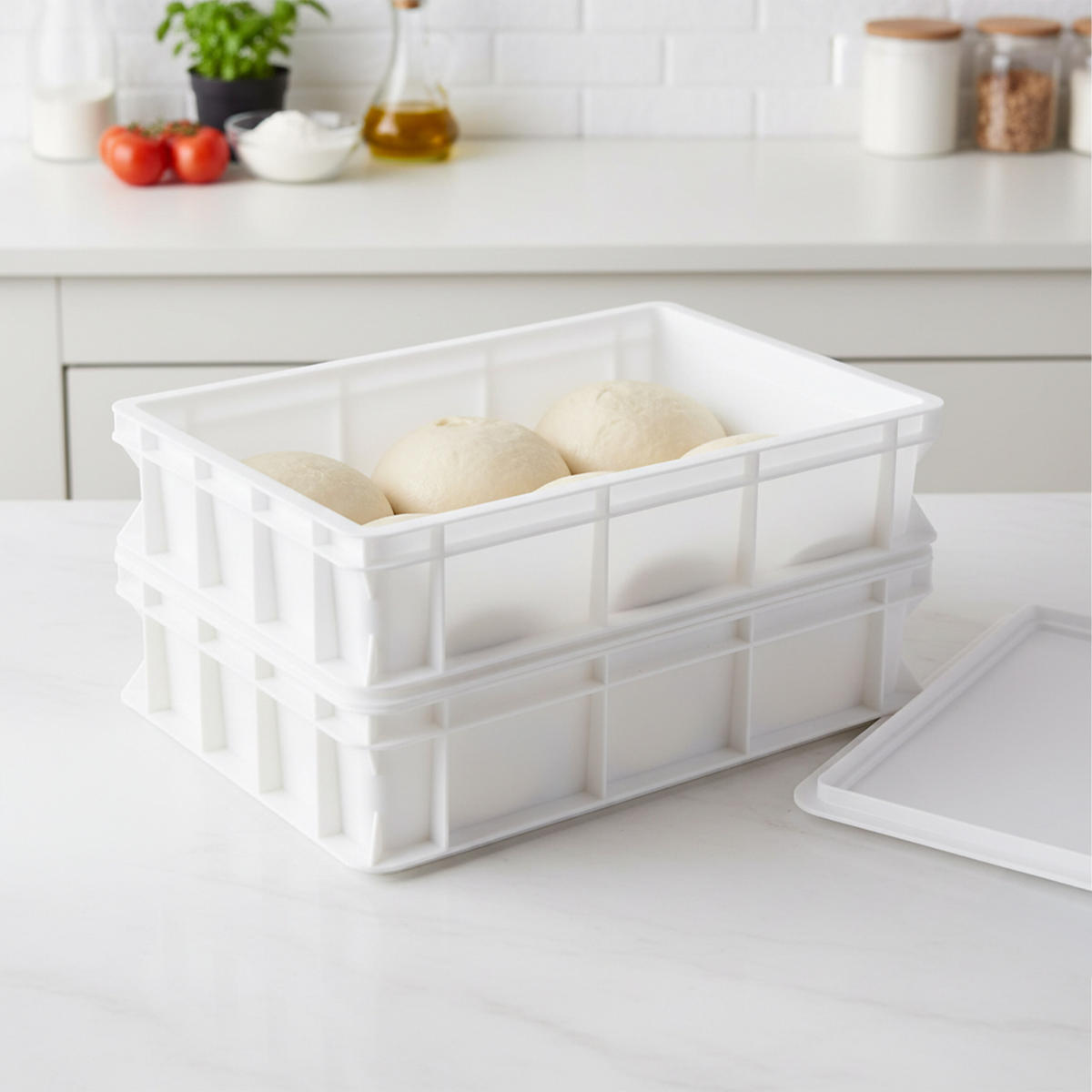 2XBOX pizzu - bílá, plast (40/7/30cm) - Relaxdays