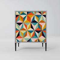SIDEBOARD TESSELATE TREASURES, Grau, 57,5x42x72,5 cm, Schwarze Metallfüße - Multicolor/Schwarz, Holzwerkstoff/Metall (57.5/72.5/42cm) - SpaceRebels