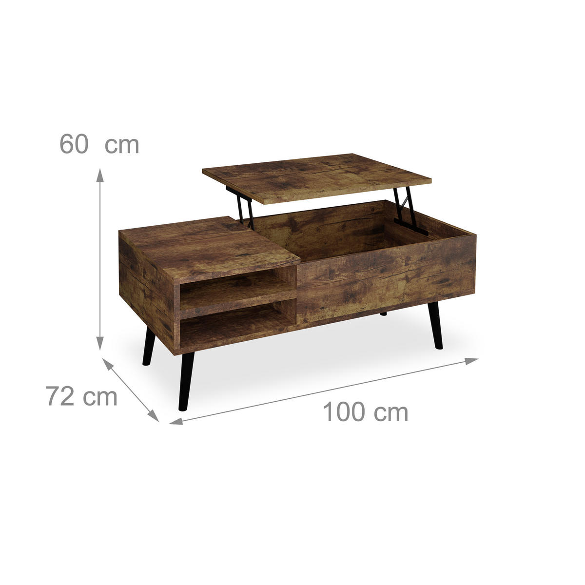 COUCHTISCH - Dunkelbraun, Holz/Holzwerkstoff (50/100/46cm) - Relaxdays