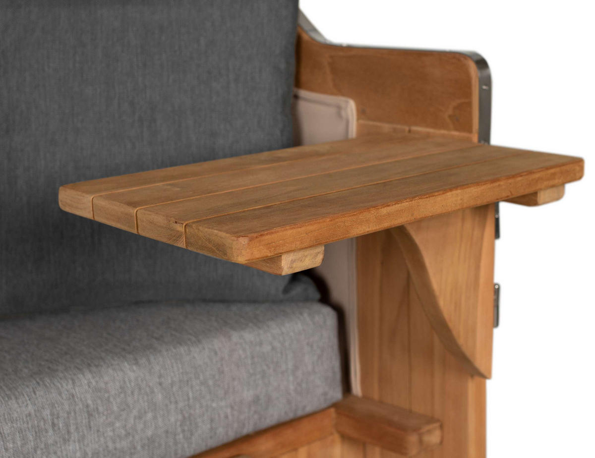 STRANDKORB XXL Düne Grande Teak Banana - Braun/Grau, Metall (142/170/95cm) - Mr. Deko