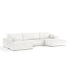 WOHNLANDSCHAFT NUBO mit Schlaffunktion Creme im Neve Stoff - Creme/Schwarz, Holz/Holzwerkstoff (398/70/148cm) - AltaBeds