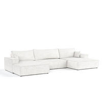 WOHNLANDSCHAFT NUBO mit Schlaffunktion Creme im Neve Stoff - Creme/Schwarz, Holz/Holzwerkstoff (398/70/148cm) - AltaBeds