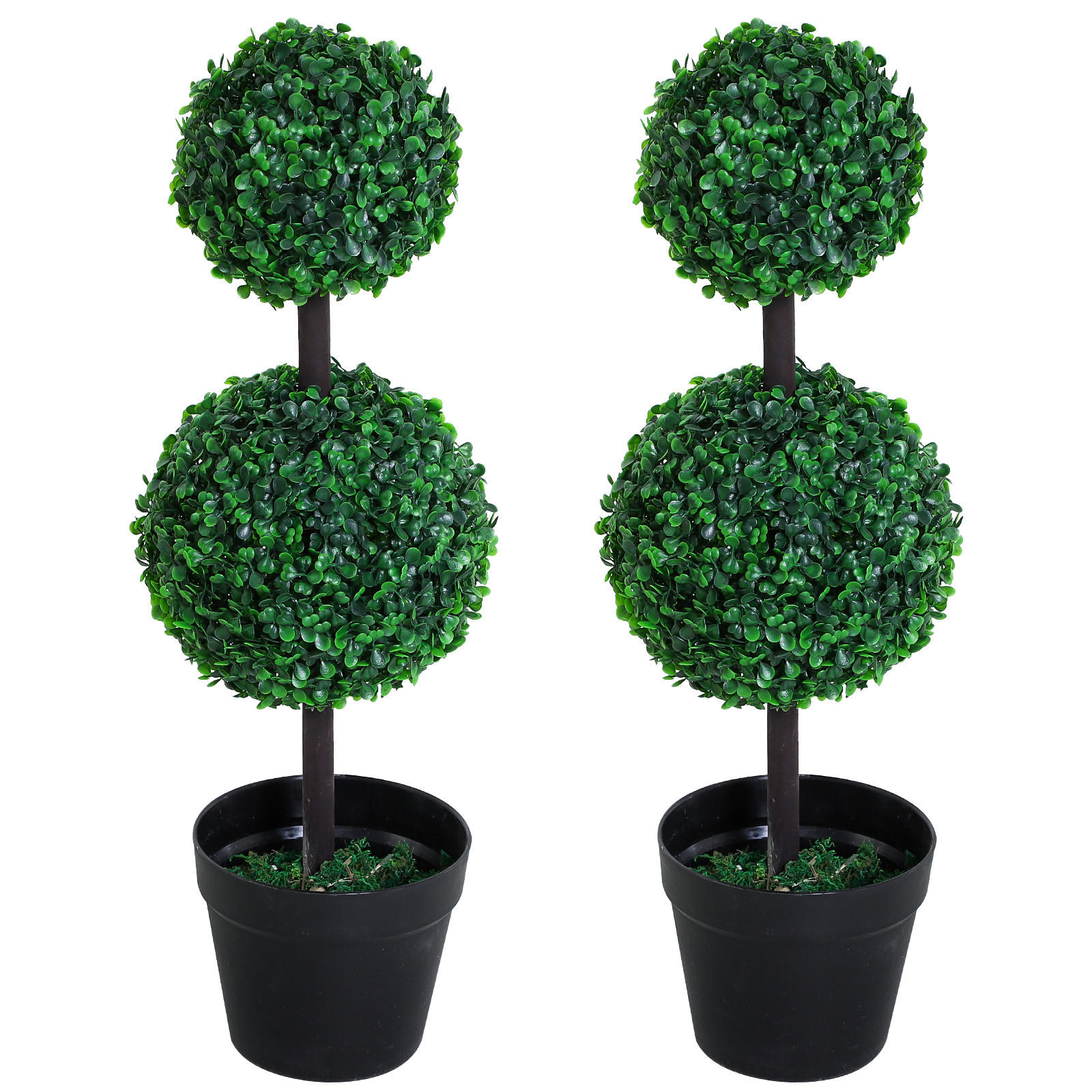 KÜNSTLICHE PFLANZE 2er Set groß 67 cm mit 2 Kugel - Grün, Kunststoff (67cm) - Outsunny