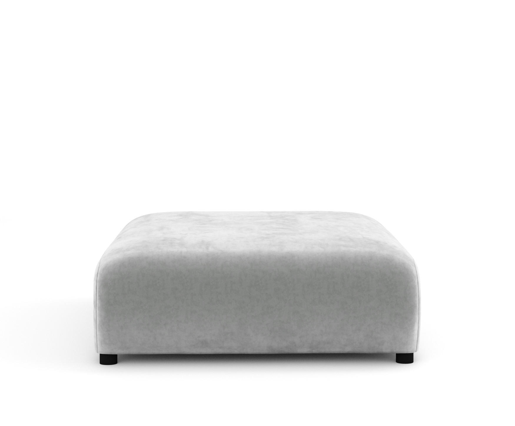 POUF L Zanzibar Hellgrau Samtstoff - Hellgrau/Schwarz, Holz/Holzwerkstoff (110/37/110cm) - Maison de Reve