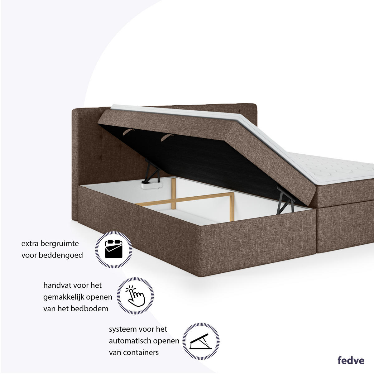 BOXBETT Doppelbett Pekin Braun 180x200 cm - Braun, Textil (180/200cm) - Fedve