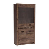 VITRINE Indianapolis I-3 96 x 192 x 42 cm Esche dunkel - Dunkelbraun, Holzwerkstoff/Metall (96/192/42cm) - Koseto