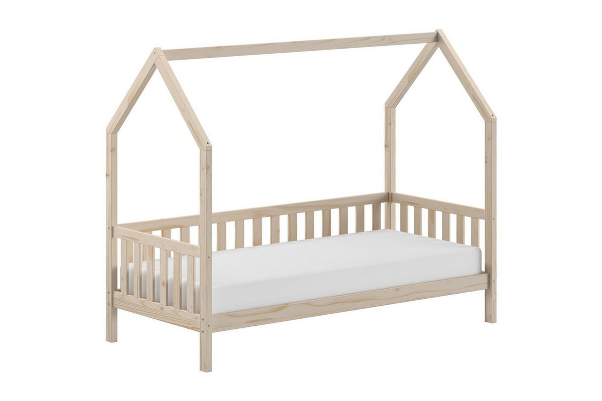 HAUSBETT Kandace 90x200 Kiefer massiv natur mit Dachaufbau & Schublade - Kieferfarben, Holz (90/200cm) - 58aufmkessel