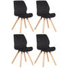 STUHL 4er Set Samt schwarz - Eukalyptusholzfarben/Schwarz, Holz/Textil (49/87.5/58cm) - CLP