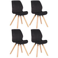 STUHL 4er Set Samt schwarz - Eukalyptusholzfarben/Schwarz, Holz/Textil (49/87.5/58cm) - CLP