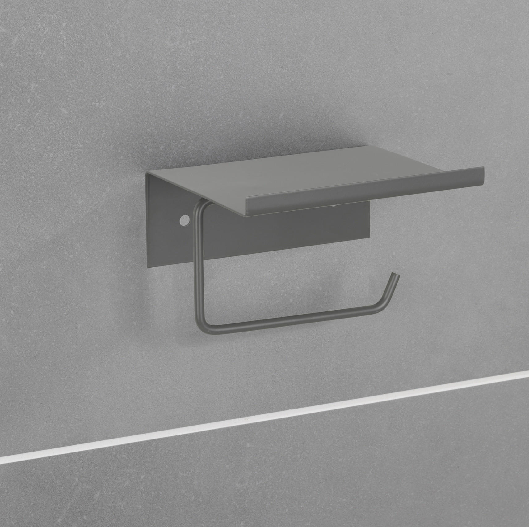 TOILETTENPAPIERHALTER Metall mit Ablage Desulo - Anthrazit, Metall (12/6.2/14cm)