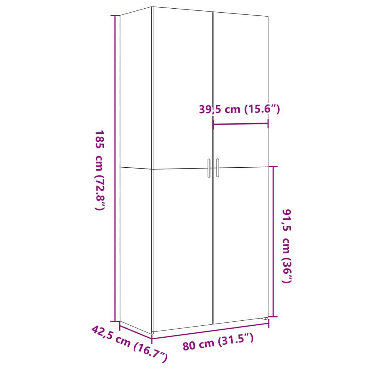 HIGHBOARD Sonoma-Eiche 80/42.5/185 Cm Holzwerkstoff - Braun, Holzwerkstoff (42.5/185/80cm) - vidaXL