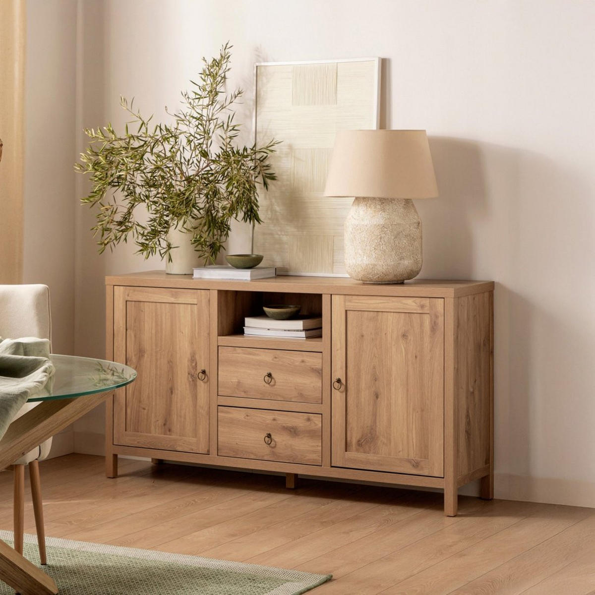 SIDEBOARD GROSSES Livorno Natürlich 160 cm x 85 cm - Naturfarben, Holzwerkstoff (160/85/40cm) - Klast Home