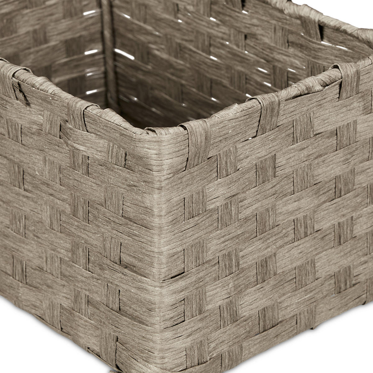 3TLG.AUFBEWAHRUNGSKORB Set - Grau, Papier/Metall (24.5/35/14cm) - Relaxdays