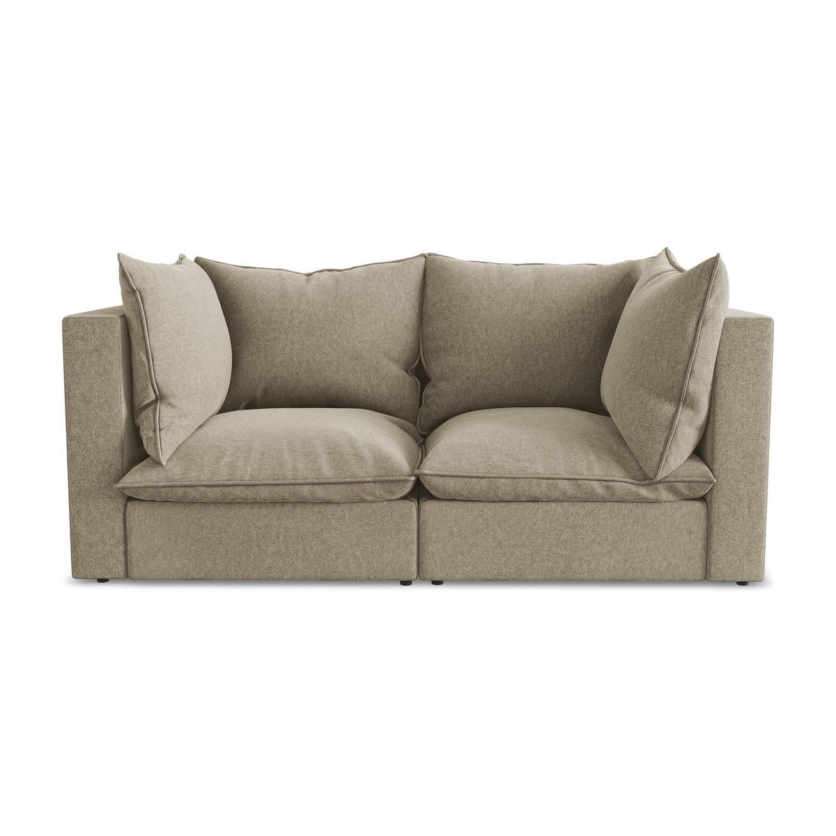 2-SITZER SOFA Samt Stoff Beige - Beige/Schwarz, Holzwerkstoff/Kunststoff (180/77/90cm) - LaMiaSofa
