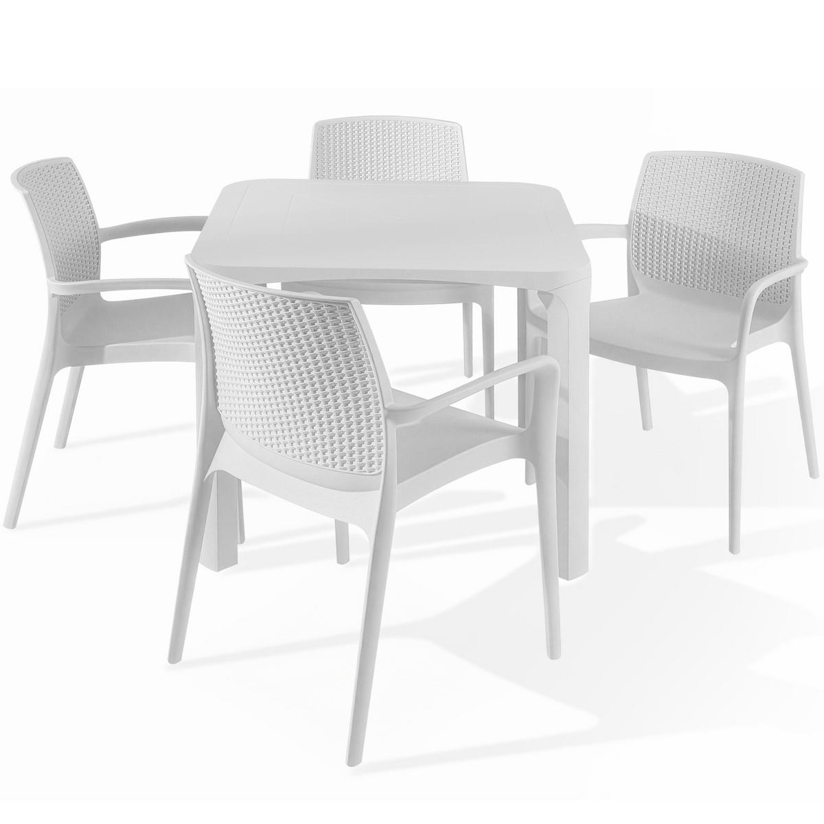 GARTENMÖBEL-SET LEOPSI, RANTU 5-tlg, Weiß - Weiß, Kunststoff - KONSIMO®