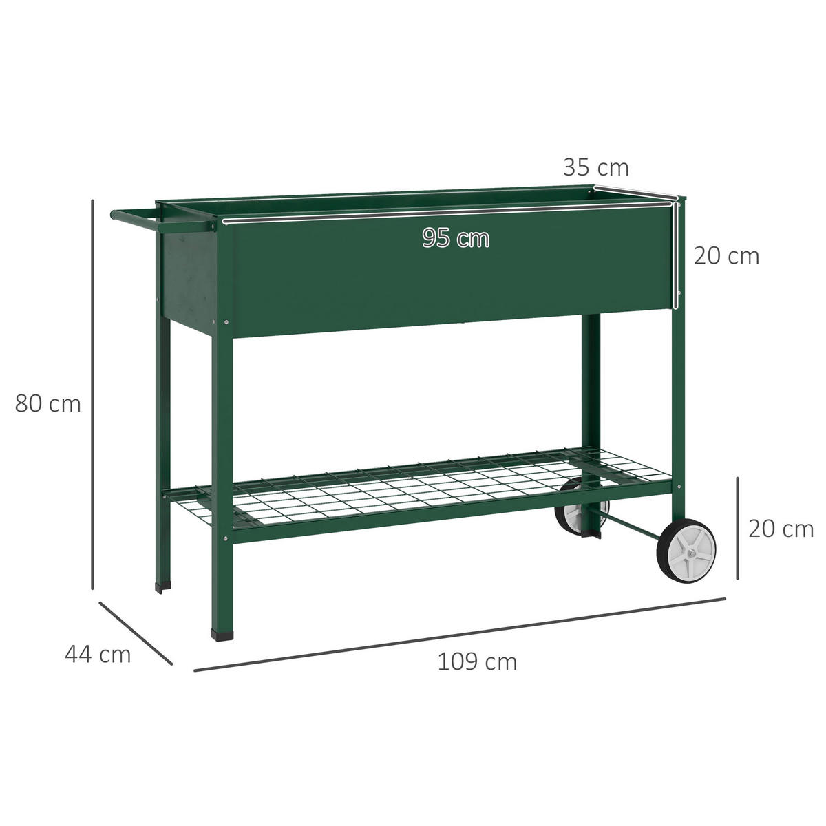 HOCHBEET, Grün, Metall, Kunststoff - Grün, Metall (44/80/109cm) - Outsunny