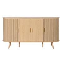 SIDEBOARD Schiebetüren Rillenoptik Metallgriffe Gebogenes Design - Naturfarben, Holzwerkstoff (150/79/40cm) - FLIEKS