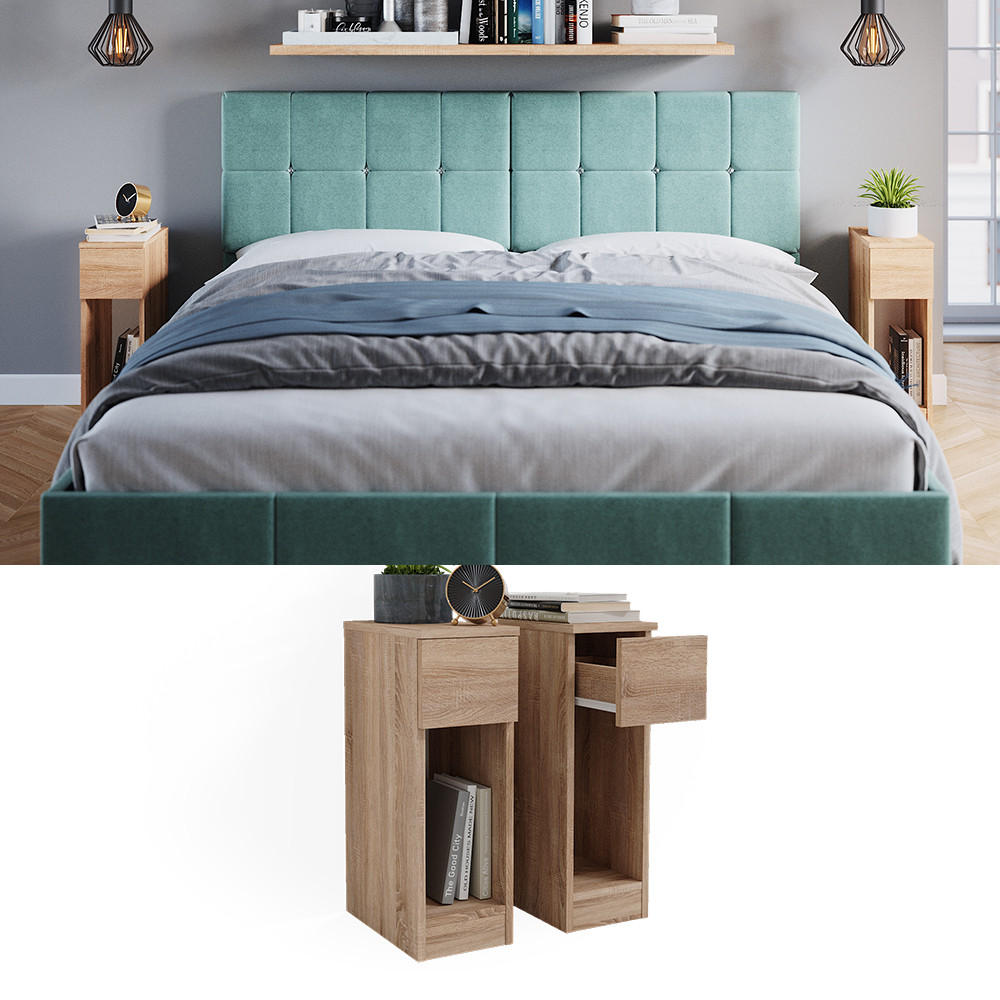 NACHTTISCH Enton Sonoma 20 x 59.5 cm 2er Set - Sonoma Eiche, Holzwerkstoff (20/59.5/35cm) - Vicco