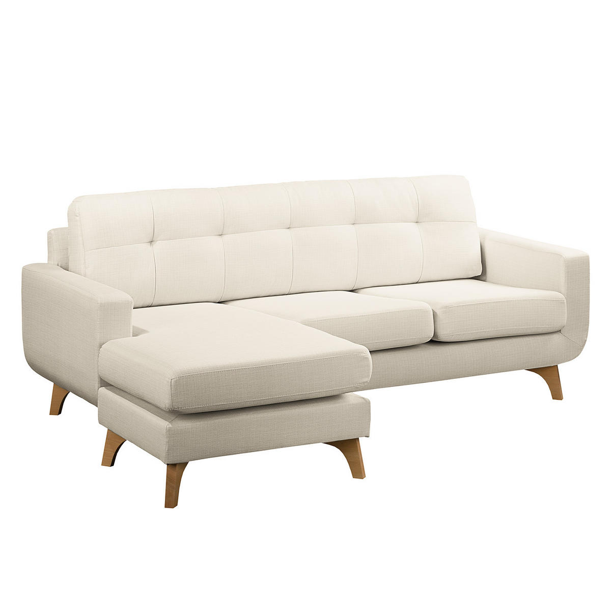 ECKSOFA mit Longchair - Strukturstoff - Beige, Textil (208/150cm) - home24