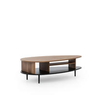 COUCHTISCH Nero 120 cm Retro-Stil Ovale Form - Hellbraun/Schwarz, Holzwerkstoff/Metall (62/119/37cm) - Ravio