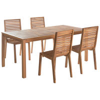 GARTENMÖBEL-SET 4-Sitzer Heller Holzfarbton Ombriano - Hellbraun, Holz - Beliani