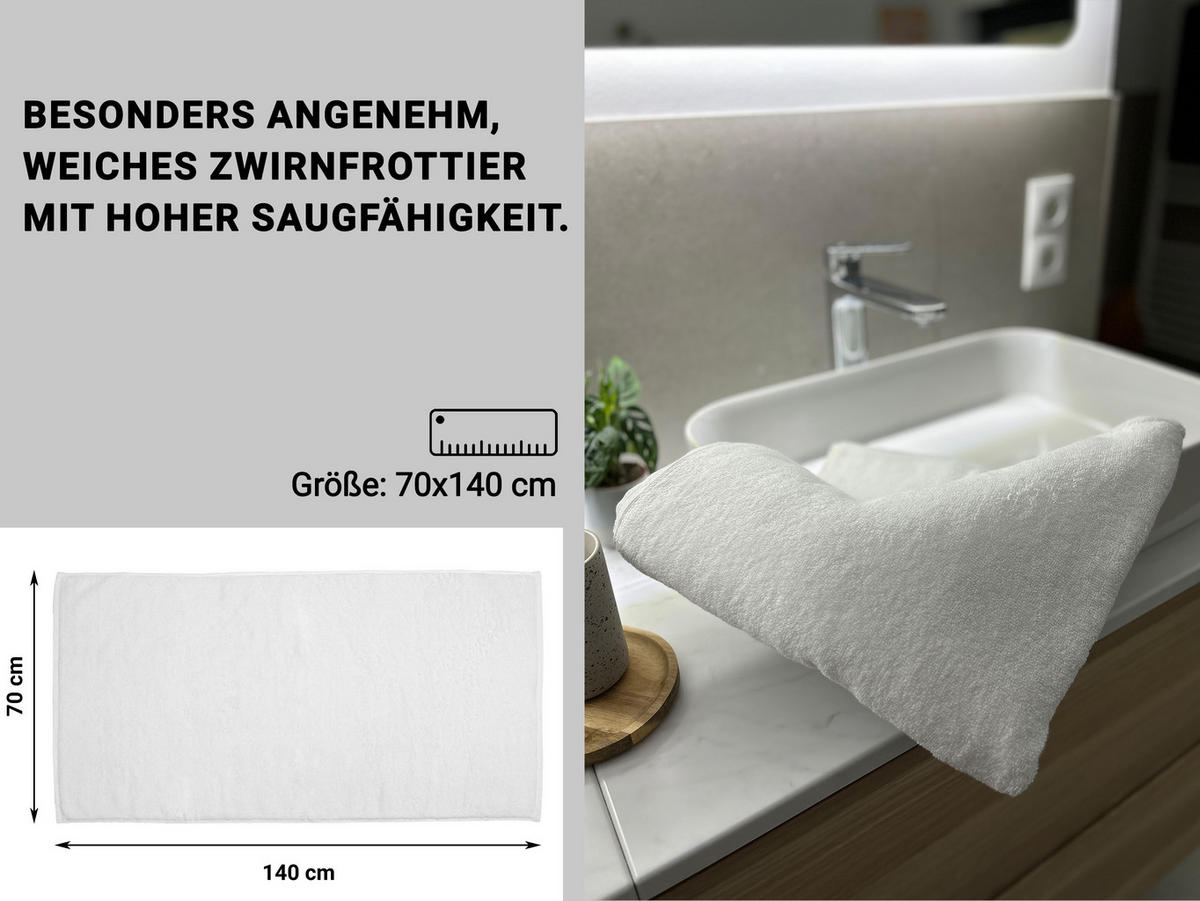 DUSCHTÜCHER, 5er-Set, 70x140 cm, 100% Baumwolle, Weiß - Weiß, Textil (70/140cm) - Zollner