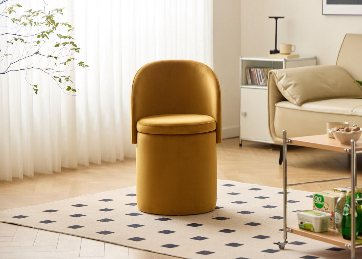 HOCKER Samt Gelb - Gelb, Textil (46/78/43cm) - Nordlys