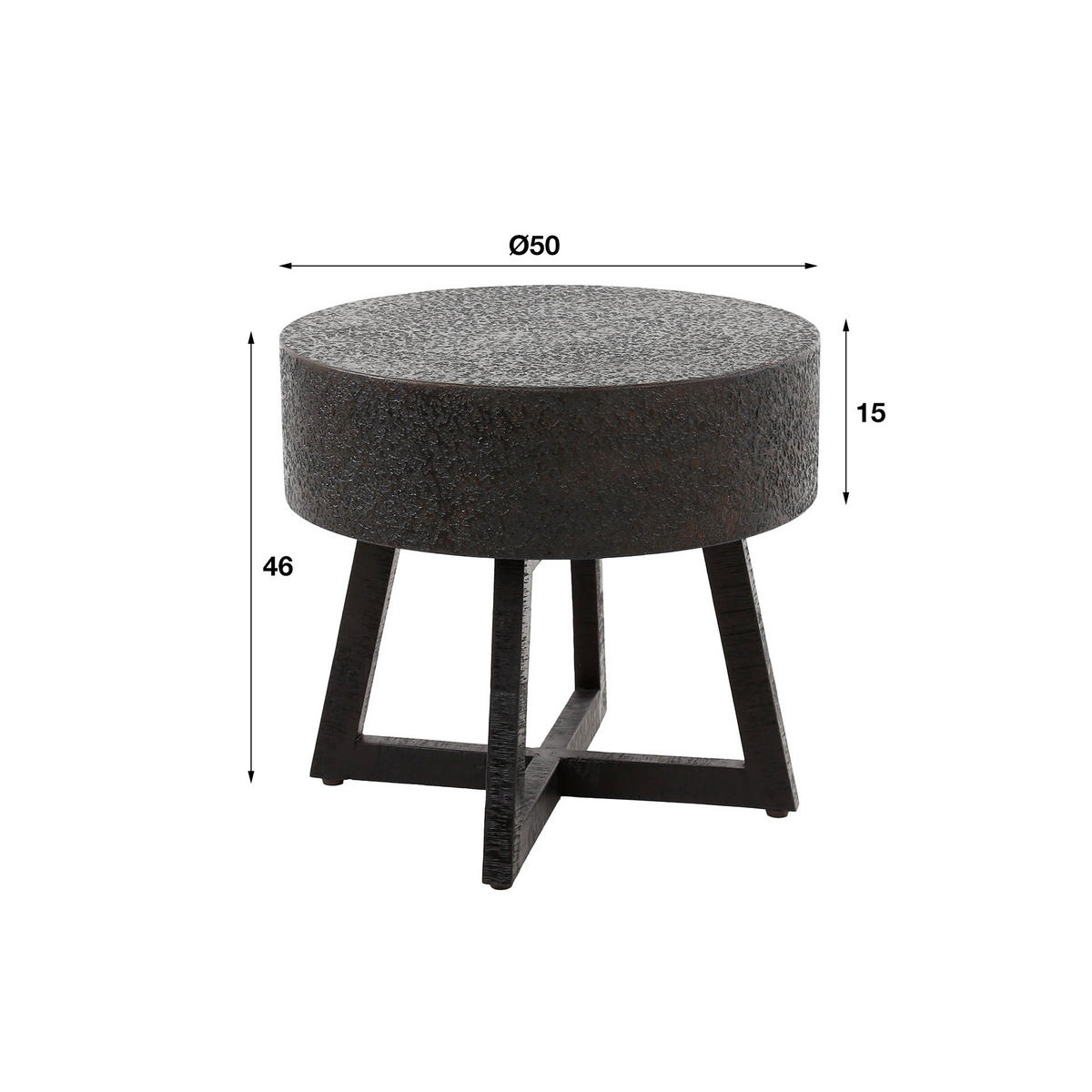 COUCHTISCH Ferro Schwarz 50/50/47 cm - Schwarz, Holz (50/50/47cm) - Hoyz Collection