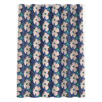 DUSCHVORHANG Blumen und Blätter auf Blau 180/200 cm - Blau, Textil (180/200cm) - Bilderwelten