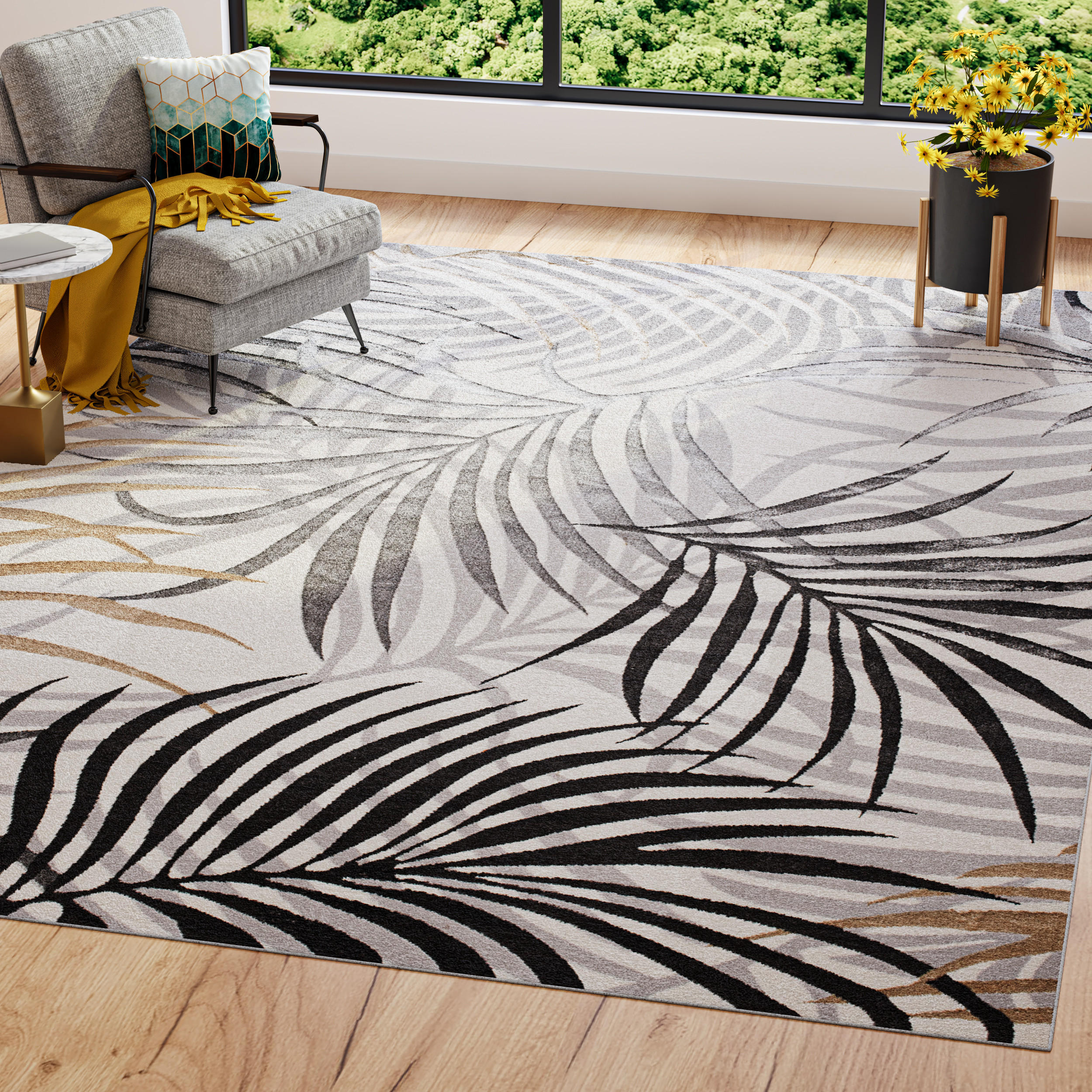 TEPPICH GOLDEN Creme Schwarz 80/150 cm - Schwarz, Kunststoff (80/150cm) - Tapiso
