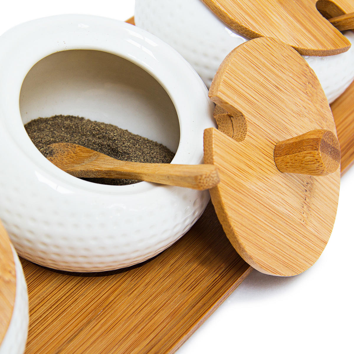 GEWÜRZHALTER - Multicolor, Holz/Keramik (12/8.5/30.5cm) - Relaxdays