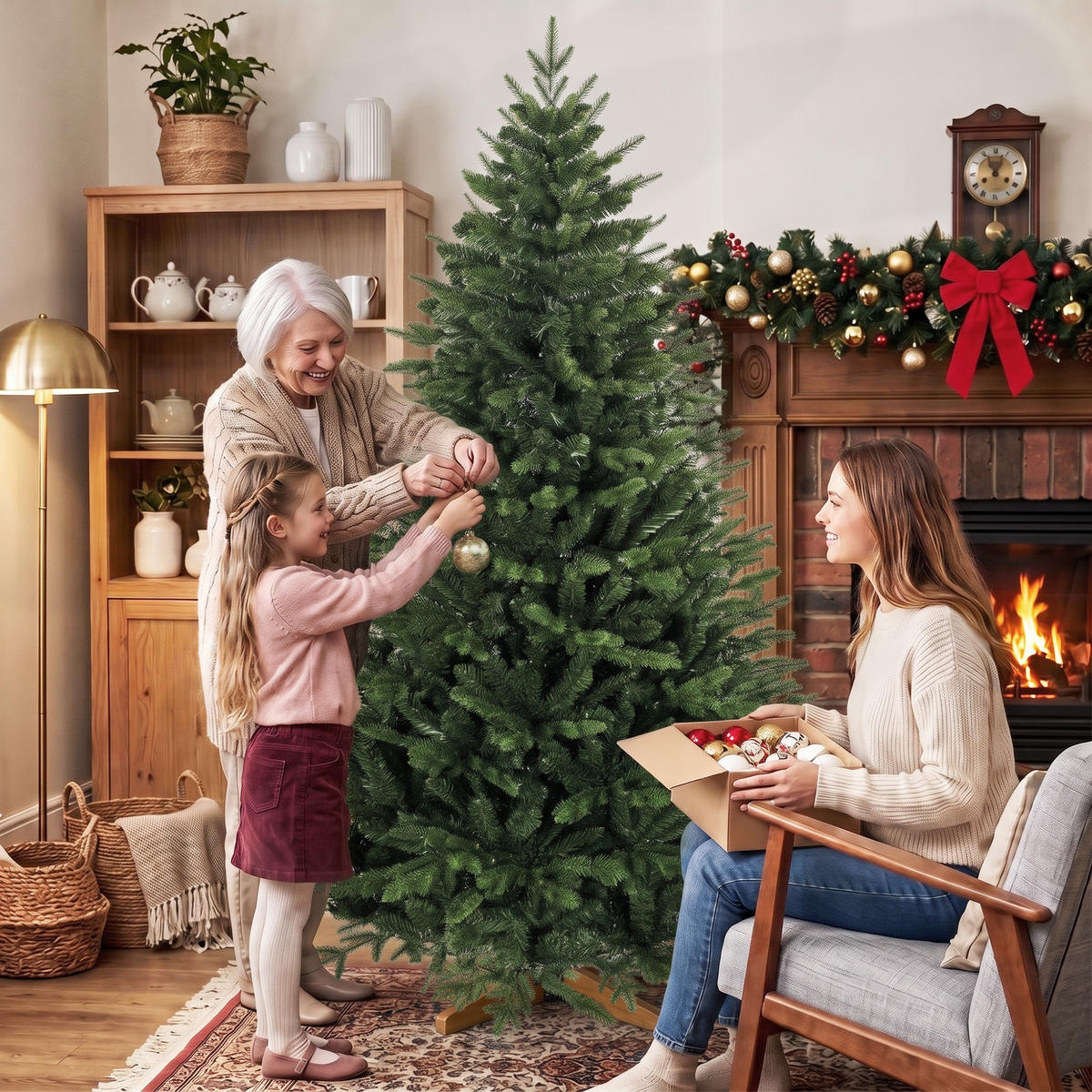 WEIHNACHTSBÄUME Grün 115.0/115.0/180.0cm - Grün, Kunststoff (180cm)