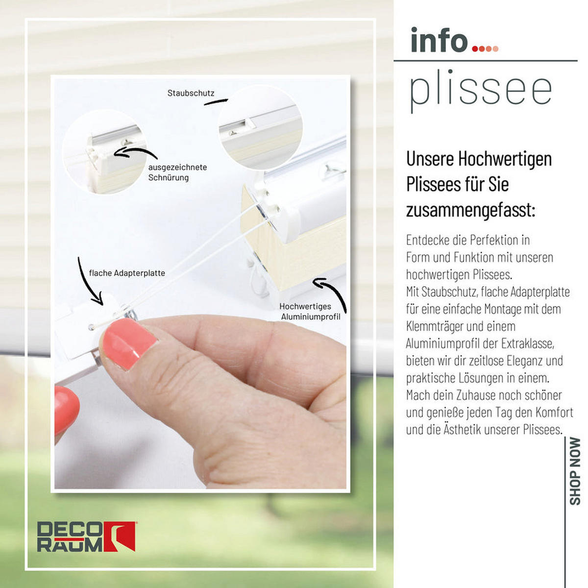 PLISSEE Basic ohne Bohren - Champagner, Textil (80/210cm) - Deco-Raum