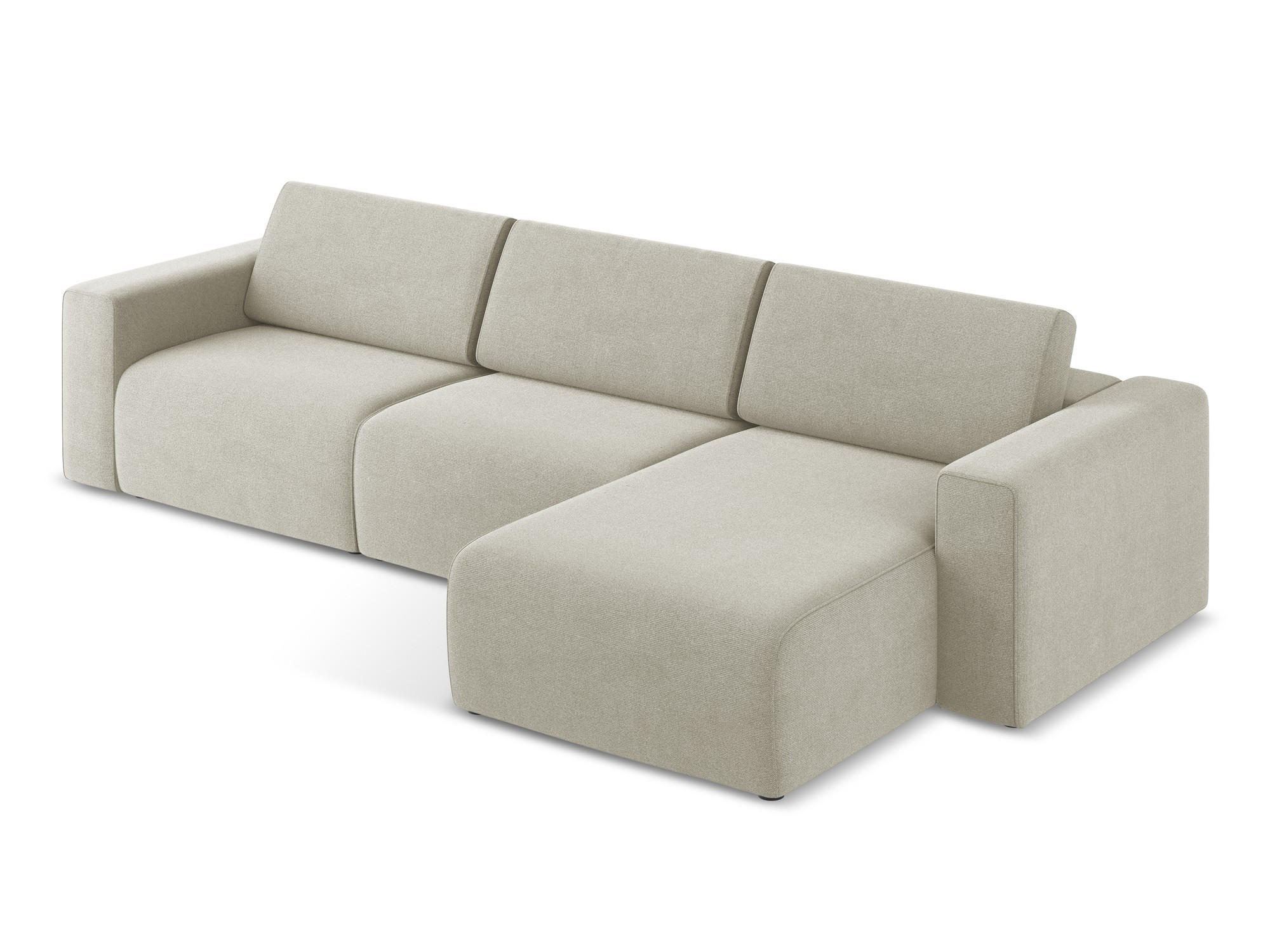 Thumbnail - Makamii Ecksofa, Creme, Textil, 4-Sitzer, Füllung: Schaumstoff, L-Form, Ottomane rechts, 314x167 cm, Made in EU, Wohnzim...